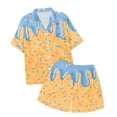 thumbnail image 3 of WOYY Big Girls 2 Piece Sleepwear Set Ice-cream Short Sleeve Button Shirt Shorts Outfits, Sizes 8-9, 3 of 3
