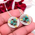 thumbnail image 2 of Copper Turquoise 925 Sterling Silver Two Tone Earring 1.56" E8366, Christmas Gift, 2 of 4