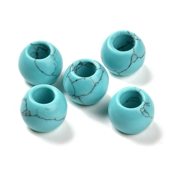 20pcs Turquoise European Beads Large Hole Beads Round 12x11mm Hole: 5.5~6mm