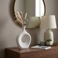 thumbnail image 2 of Oval Cutout Vase for Living Room Decor - Modern Ceramic Flower Vase for Home, Bedroom Vanity, Office, and Table Accents - Tall Textured Design for Shelf and Entryway Decor - 14", Black, 2 of 11