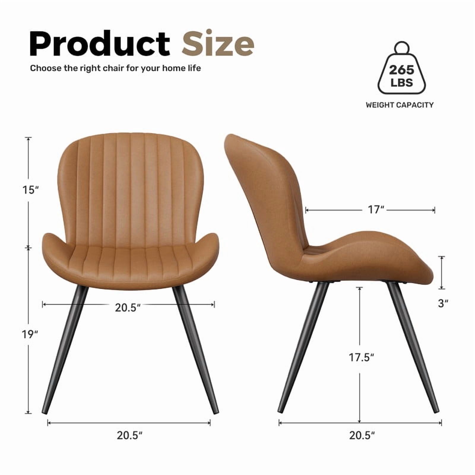 Daluvenix Modern Dining Chairs Set of 2 Upholstered Comfy Fabric Kitchen & Dining Room Chairs with Metal Legs & Thick Cushions for Living Room, Brown