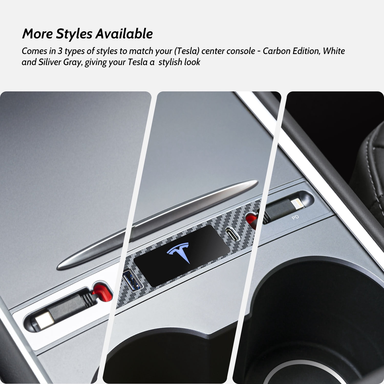 Mowlicas OEM Design for Tesla USB Hub (Silver Gray), Retractable Car Fast Charger is Necessary Tesla Model Y/3 2024/2023/2022/2021 Accessories but Not for Model 3 Highland, Gifts for Tesla Owners…