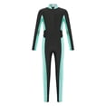 thumbnail image 3 of YONGHS Kids Girls Unitard Long Sleeve Zipper Metallic Skating Dance Jumpsuit Full Body Bodysuit Blue Green 6, 3 of 7