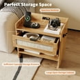 thumbnail image 5 of Sunvasagoo Rattan Nightstand Set of 2 with Charging Station, 1 Drawer & Open Shelf Bedside Tables, Walnut/Cream White, 5 of 9