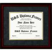 SUSIMOND- Cherry Glossy Mahogany Diploma Frame - Black Suede and Gold Matting - Professional Degree and Document Frame - Fits 11 x 14 Diplomas Documents Degrees Certificates Only