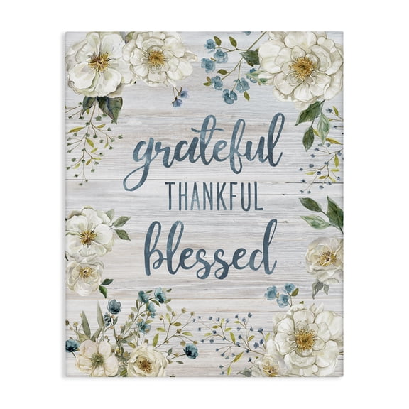 Stupell Industries Floral Gratitude Phrases Plants & Flowers Painting Wrapped Canvas Art Print Wall Art, 16 x 20