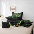 thumbnail image 5 of Manfei Green dinosaur 7 Pieces Bedding Comforter Set,Tropical Plant Monstera Full Bedding Set,Gray Splashing Ink Fitted Sheet Flat Sheet For Boys Kids,Breathable Home Decor Reversible, 5 of 7
