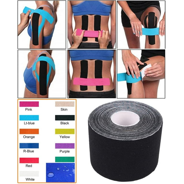 Visland Kinesiology Tape, Waterproof Adhesive Sport Tape for Pain Relief,  Cotton Elastic Athlete Tape for Exercise Fitness Muscle & Joints Support 