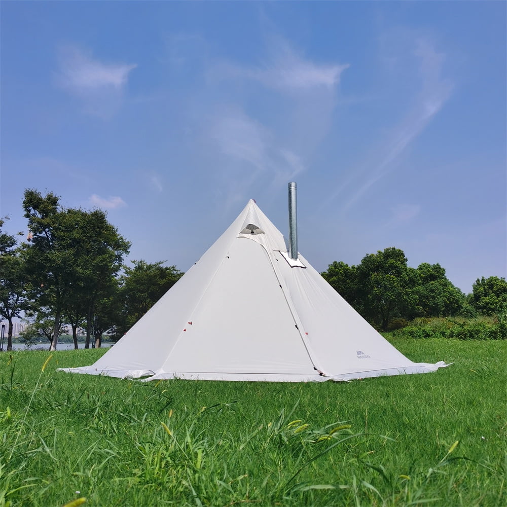 Kadahis Tipi Hot Tent with Fire Retardant Stove Jack for Flue Pipes, 4~6 Person, 20D Nylon Coated Silicone Waterproof 4000mm, Lightweight, Teepee Tents for Family Team Outdoor Camping Hiking