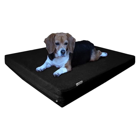 Large Orthopedic Gel Infused Memory Foam Dog Bed, Waterproof Liner with Durable Canvas Cover, 41X27X4 Inch, Black (Fit 42X28 Crate)