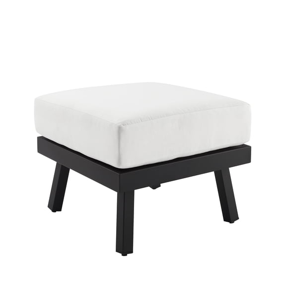 Linon Arlington Metal Outdoor Ottoman with Cushion Top, Black/White