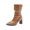 Brown, variant on Coffee Winter Womens Casual Mid Calf Boots Pointed Toe Back Zipper Chunky High Heel Pleated Slouch Comfortable Booties