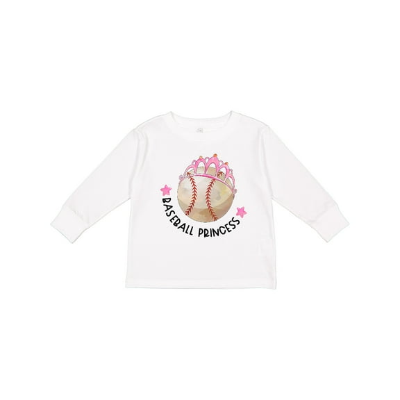 Inktastic Baseball Princess- Tiara Girls Long Sleeve Toddler T-Shirt