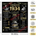 thumbnail image 3 of 90th Birthday Gifts for Women Men, Soft Comfortable Throw Blanket, Birthday Decorations for Grandpa Grandma Mother and Dad, 90 Year Old Birthday Decorations Blanket 60"X50", Back in 1934, 3 of 6