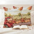 thumbnail image 3 of Red Truck Fall Outdoor Waterproof Pillow Covers, Pumpkins Thanksgiving Pastoral Leaves Floral Decorative Square Throw Pillowcase Sofa Cushion Sham for Patio/Couch/Chair, 16"x16" 2 Pack, 3 of 8