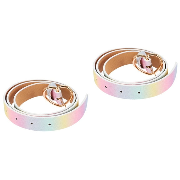 2 Pcs Ladies Belt Rainbow Girls Belts Dress Fashion Women's