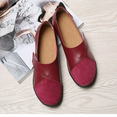 XDDST Large Size Womens Shoes Casual Flat Loafers for Women Casual Slip On Dress Loafers Womens Comfortable Leather Driving Shoes Outdoor Walking Shoes