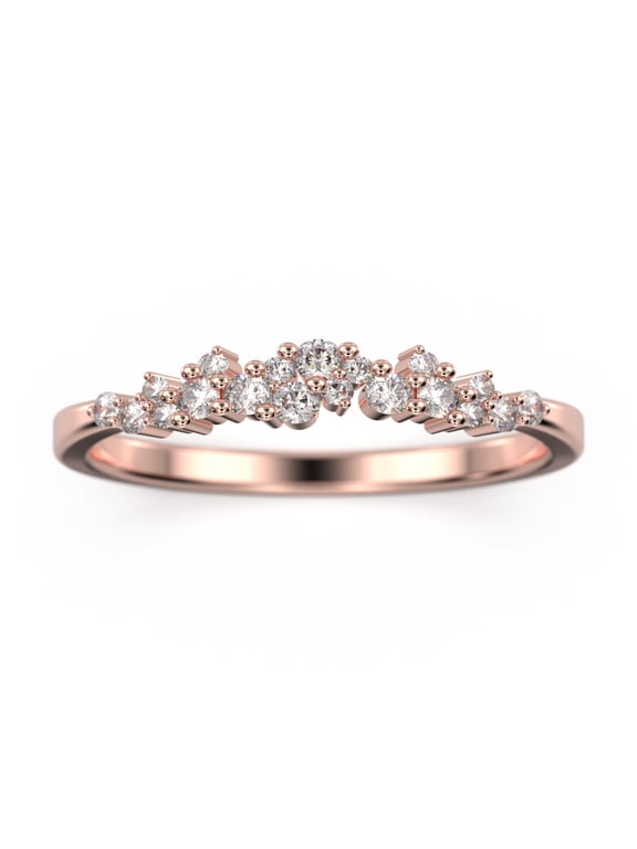 0.25ct Aurora Diamond Moissanite 10K Rose GoldWedding Band
