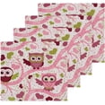 thumbnail image 2 of Owl Pink Tree Washcloth 12x12in Set, 2 Pack Absorbent Cotton Towel Square Kitchen Dishes Towels, Soft Cleaning Face Hand Towel Fast Drying, 2 of 7