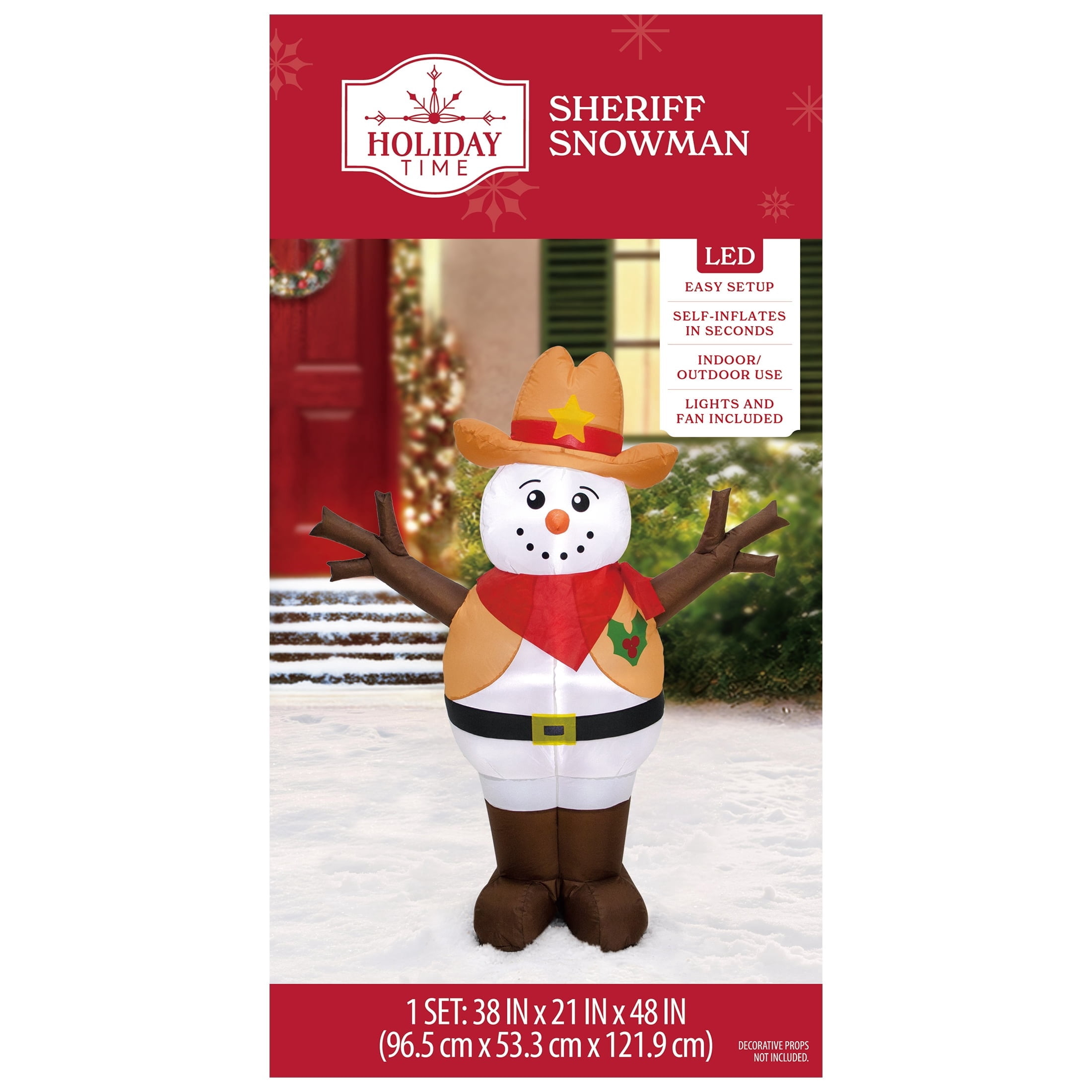 Multicolor Sheriff Snowman Christmas Airblown Yard Inflatable, 4', by Holiday Time