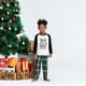 thumbnail image 2 of Conjuntos de pijamas familiares a juego Pijamas navideños Top con estampado de letras y pantalones a cuadros Pijamas Ropa de dormir para niños de 10 años, 2 of 7