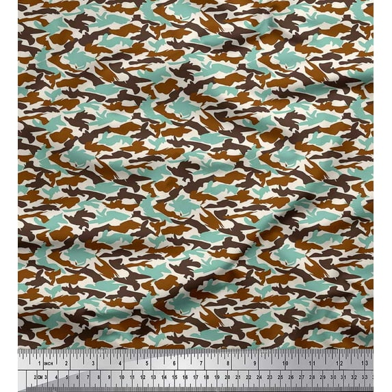 Soimoi Moss Georgette Fabric Two Tone With White Camouflage Print Fabric by the Yard 42 Inch Wide