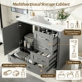 thumbnail image 4 of 36-inch Bathroom Vanity with Ceramic Sink, Soft-Close Door & 3 Drawers - Solid Pine Wood Modern Storage Cabinet for Small Space, Easy Assembly & Overflow Protection, 4 of 9