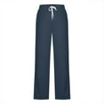 thumbnail image 6 of felwors Women's Wide Leg Sweatpants Elastic Waist Draw String Running Sports Pants Comfy Lounge Pants with Pockets Navy, S, 6 of 8