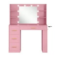 thumbnail image 4 of Craftian 40-Inch Pink Makeup Vanity Desk with LED Mirror (3 Modes), 4 Drawers, 7 Shelves, Built-in Power Outlets (2 AC/1 USB/1 Type-C) & Hairdryer Holder, 4 of 10