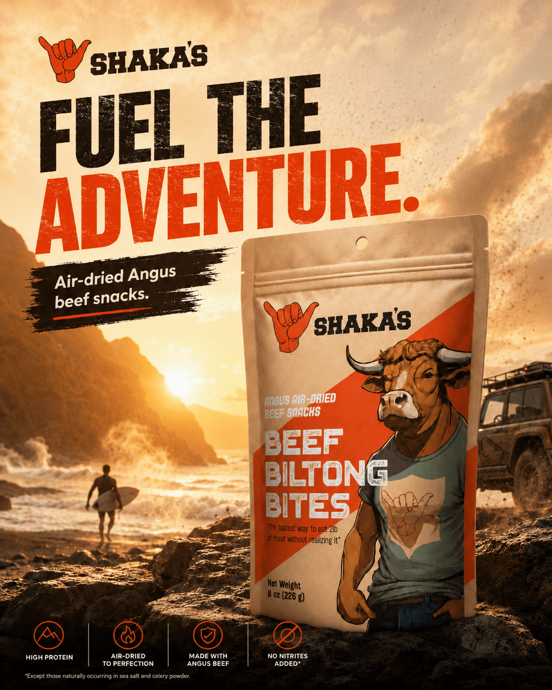 SHAKA'S Angus Air-Dried Beef Snacks Biltong