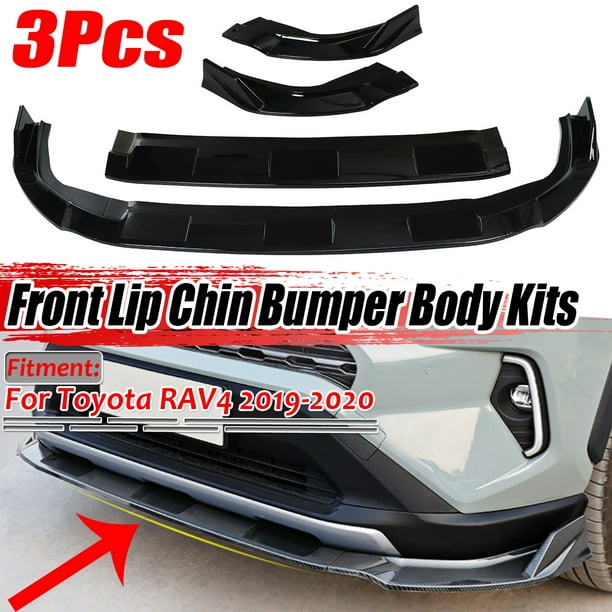 3X Gloss Black Front Bumper Lip Body Kit Chin Spoiler For Toyota RAV4 2019  2020 (Instruction Not Included) 