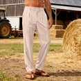thumbnail image 6 of RongHuan Men's Linen Dress Pants Lightweight Summer Loose Straight Leg Pant Business Casual Golf Beach Trousers with Pockets, 6 of 7