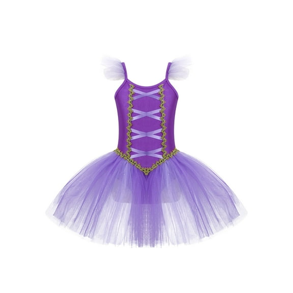 iiniim Kids Girls Spaghetti Straps Ballet Dance Dress Tutu Skirted Leotard Halloween Size 4-16 Purple 8