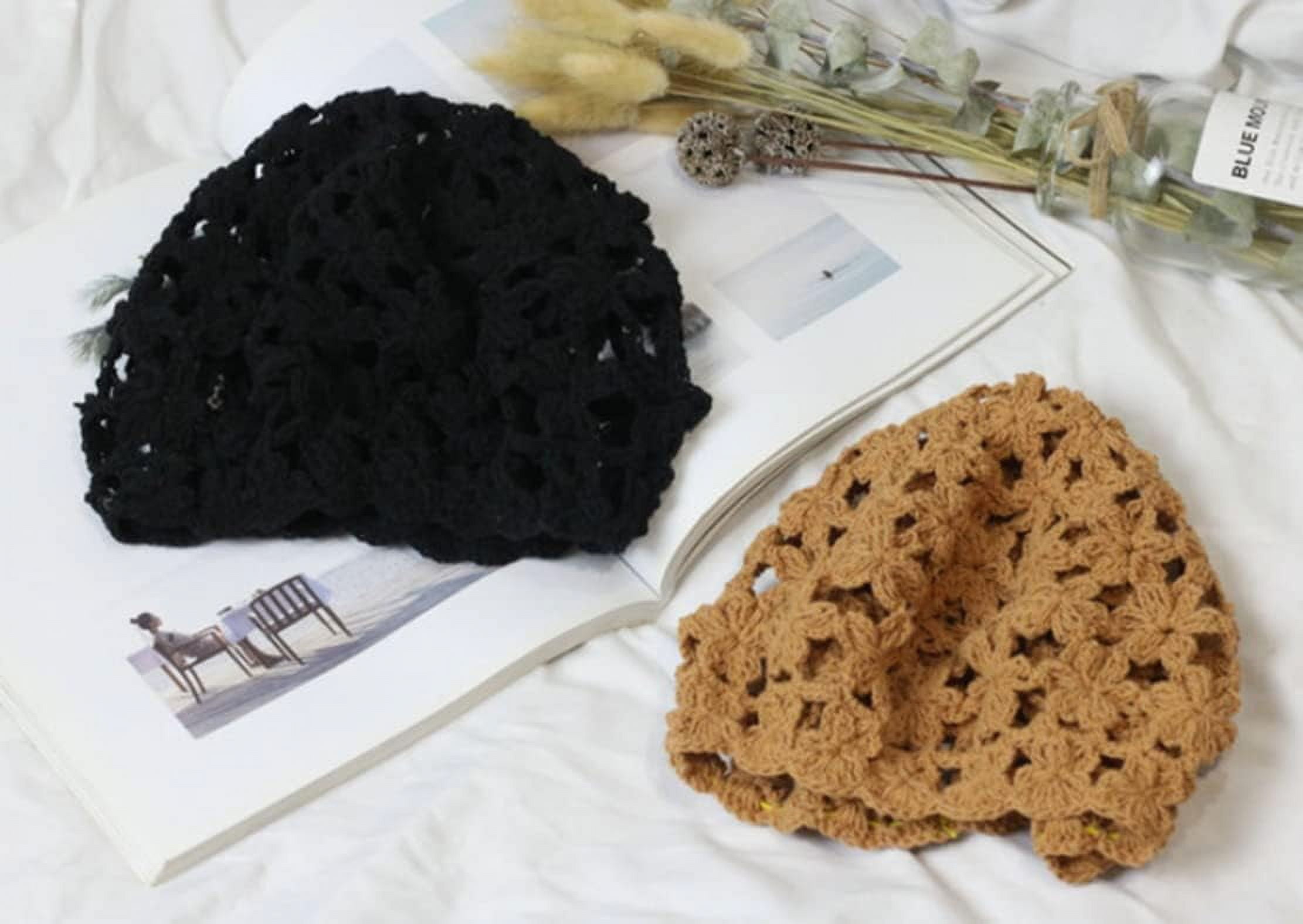 LinYooLi Hand Hook Hollowed-Out Petal-Shaped Beret, Hair Cap