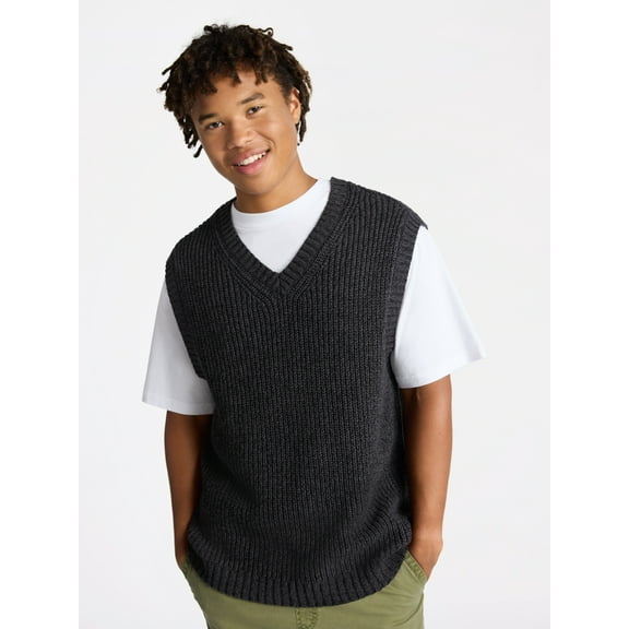 No Boundaries V Neck Marled Vest, Men's & Big Men's