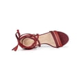 thumbnail image 4 of BLISSFUL STEP Women's Open Toe Color Block Heel Lace Up Sandals Burgundy Red (Size 10), 4 of 6