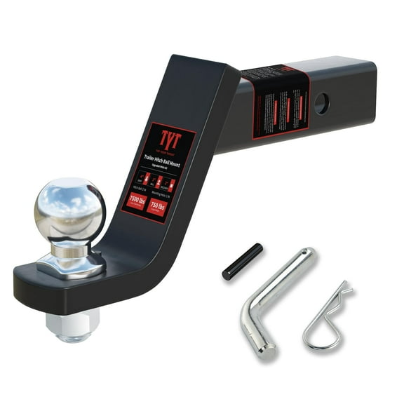TYT Trailer Hitch Ball Mount Kit with 2 Inch Ball,4 Inch Drop,Upgraded Hitch Kit with 5/8" Hitch Pin Clip,  Fits 2 Inch Receiver, 7500lbs