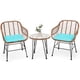 thumbnail image 4 of Costway Juego de 3 Piezas Muebles de Mimbre de Bistro de Conversación de Patio Mesa Redonda de Vidrio 2 Sillones Cojines para Jardín Piscina, 4 of 7
