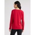 thumbnail image 2 of Time and Tru Women's Cotton Crewneck Tee with Long Sleeves, Size XS-XXXL, 2 of 4