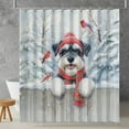 thumbnail image 2 of Playful Schnauzer Welcomes Winter Snowy Day with Cardinal Bird Shower Curtain Miniature Schnauzer Dog Lover Waterproof Bathroom Bathtub Curtain - 12017, 2 of 5