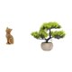 thumbnail image 1 of Estatua de gato, adorable figura de escritorio, árbol bonsái artificial, planta sintética, material de resina único, ideal para la oficina, la sala de, 1 of 8