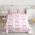 thumbnail image 2 of jejeloiu Cartoon Bowtie Loves Twin Comforter Sets,Pink Kawaii Bowknot Bedding Set For Girl Reversible 2pcs, 2 of 8