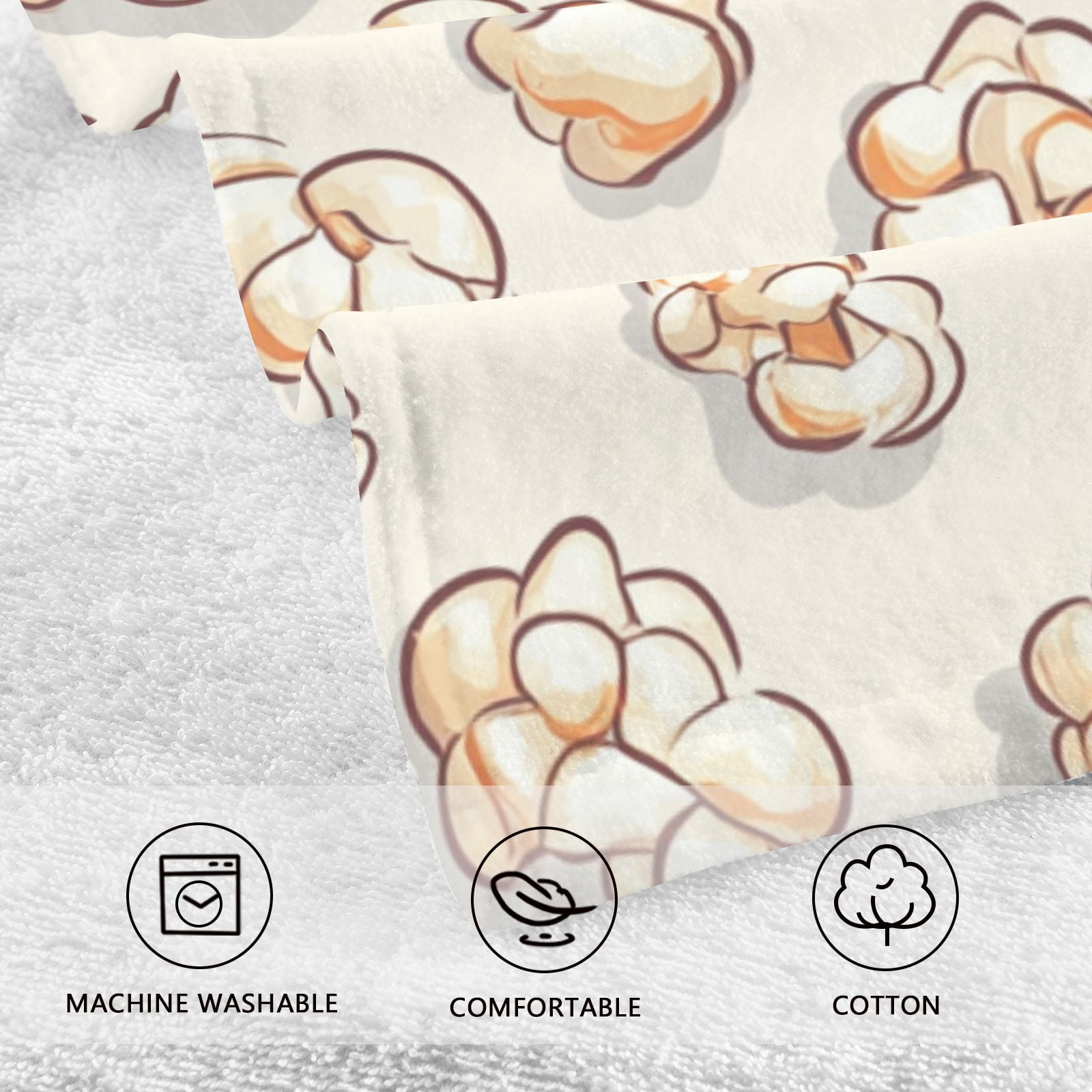 Many Popcorns Hand Towels Cotton Bath Towels Large Face Towels Absorbent for Bathroom 2 Packs