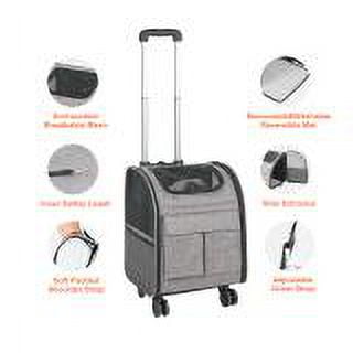 KFFKFF Cat Carrier with Wheels,18 lbs Rolling Pet Carrier with Handle Grey,For Cat Dog Small Medium Animals Kitten Puppy