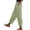 Green #815, variant on Bovemsi Casual Pants for Women Cotton And Linen Elastic Waistband High Pocket Side Buttons Nine Point Loose Straight Leg for Travel