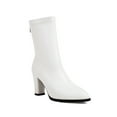 thumbnail image 3 of Leozcaa Bottines pour Femmes Bout Pointu Talon Épais Bottines Mi-Mollet Automne, 3 of 9