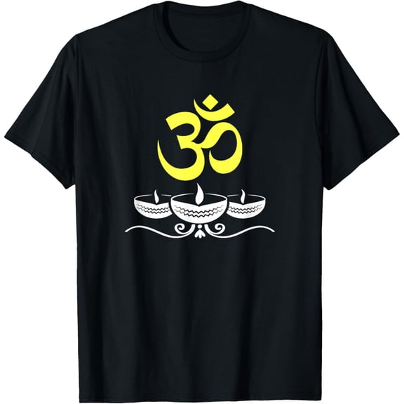 Happy Diwali T-Shirt Om Deepavali Diya t-shirtMen and women, Black T-shirt, size: Extra large