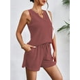 thumbnail image 4 of Ekouaer Pajamas Tank Top and Shorts Lounge Sets Waffle Knit V Neck Pj Short Sets Casual Outfits for Women, 4 of 7