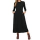 thumbnail image 1 of Vestido Maxi de Punto Acanalado INSPIRE CHIC para Mujer, Cintura Alta, Con Pliegues en la Parte Frontal, Manga Larga, Corte A, Talla S, Color Negro, 1 of 6