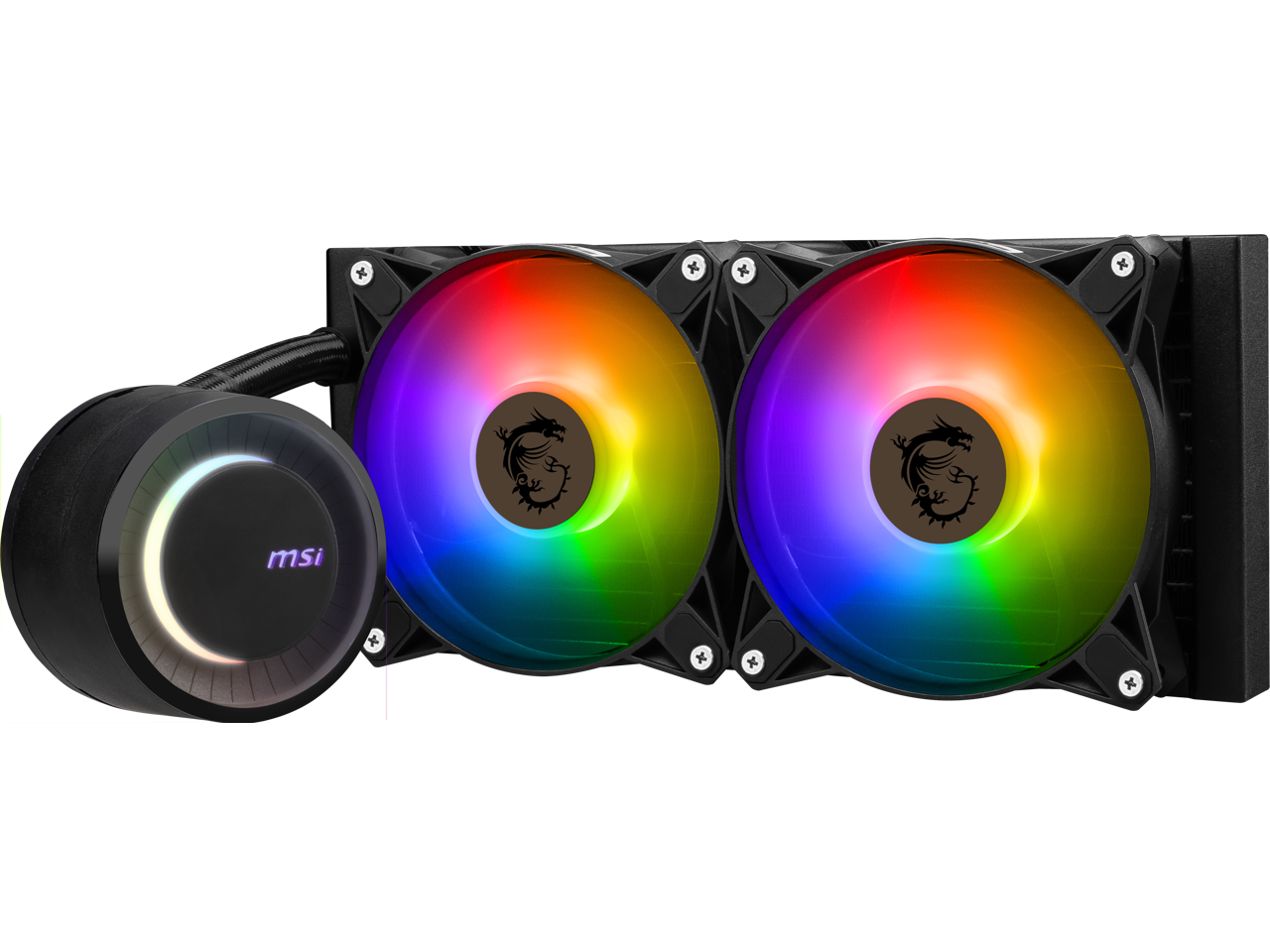 MSI MAG CoreLiquid E240 Black - AIO ARGB CPU Liquid Cooler - Rotating Cap Design - 240mm Radiator - Dual 120mm ARGB PWM Fans - LGA 1851,1700 Ready / AM5 Compatible